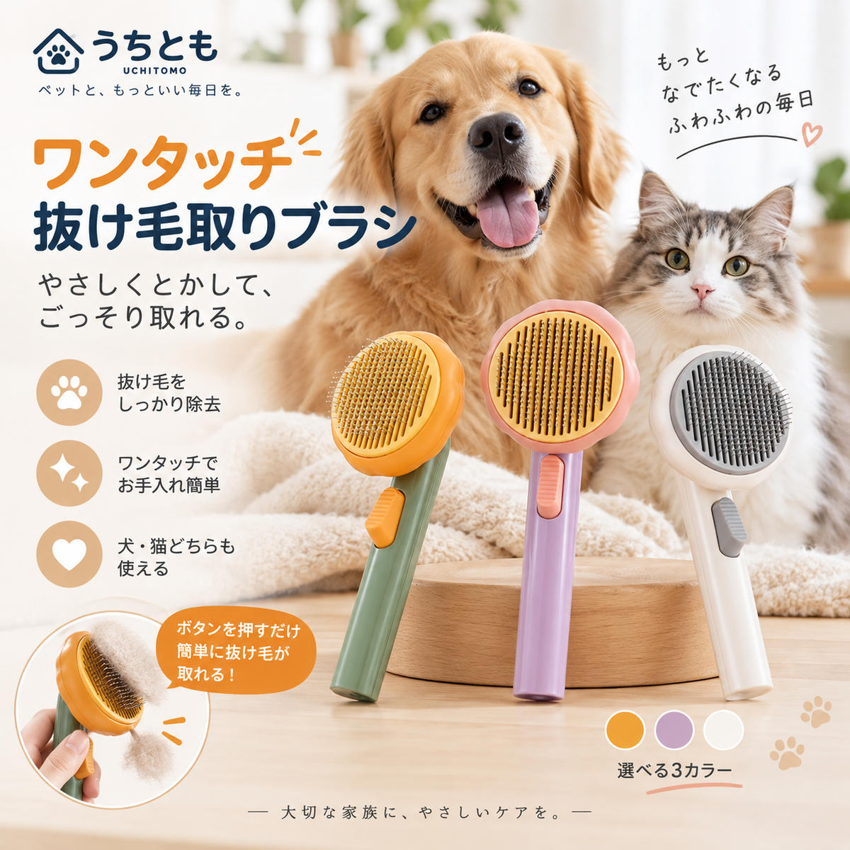 ワンタッチ抜け毛取りブラシ